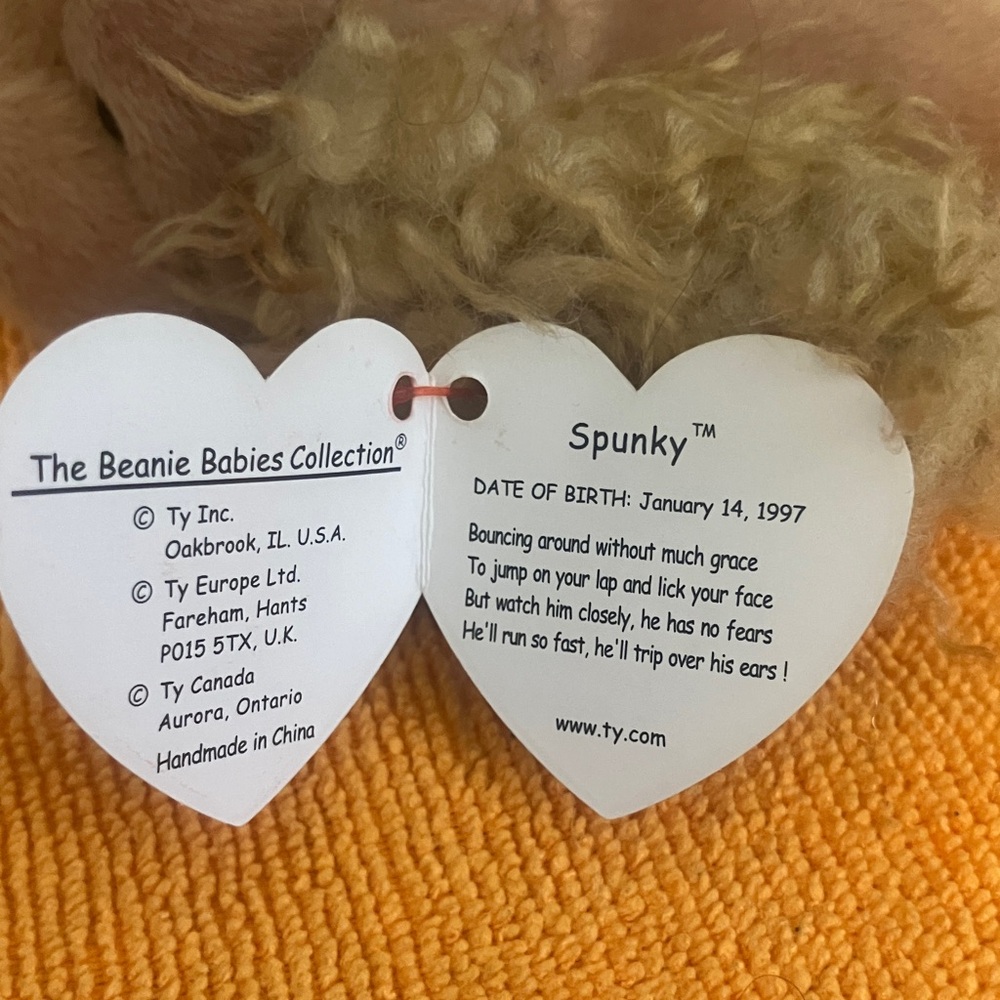 Ty Beanie Babies Spunky Dog Plush - Cream and Brown - Picture 4 of 7